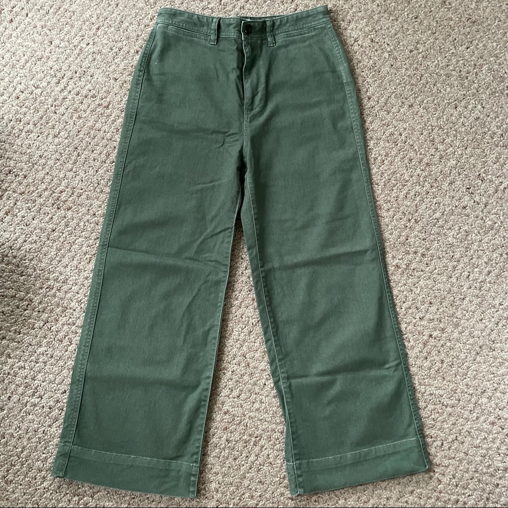 GAP Green High Rise Wide-Leg Cropped Jeans Size 6